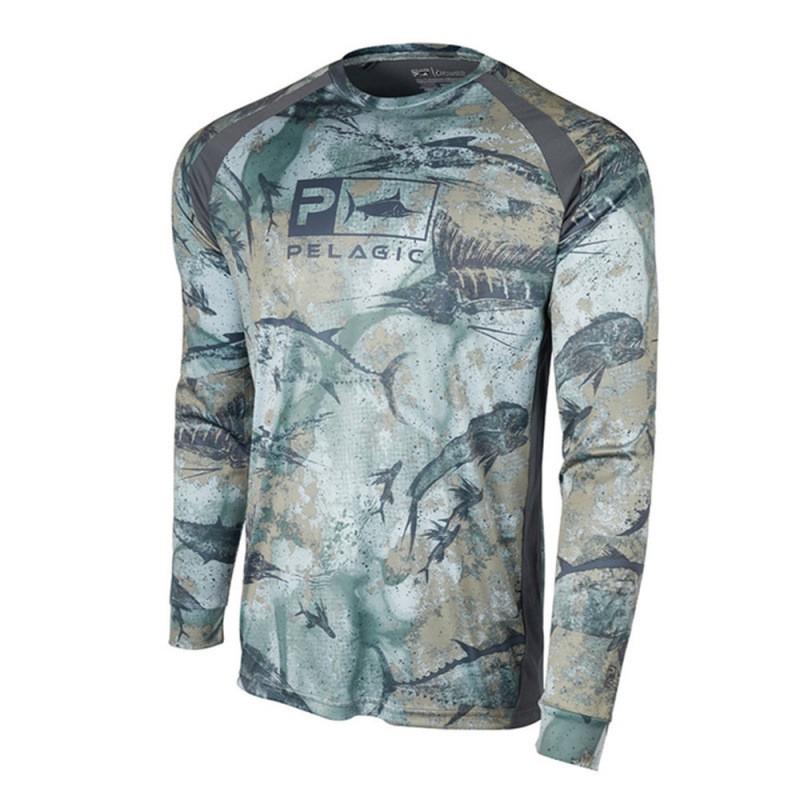 Mens Quick-Dry UV Protection Fishing Shirt Long Sleeve Breathable Performance Tee Surfing Diving Outdoor Activities