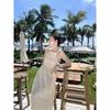 French Neck Sling Dress Women's Summer High-end Temperament Showing Thin Waist Long Dress Seaside Vacation Beach Dress