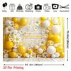 Personalized Text Daisy and Balloon Birthday Backdrop Yellow Floral Party Background Banner