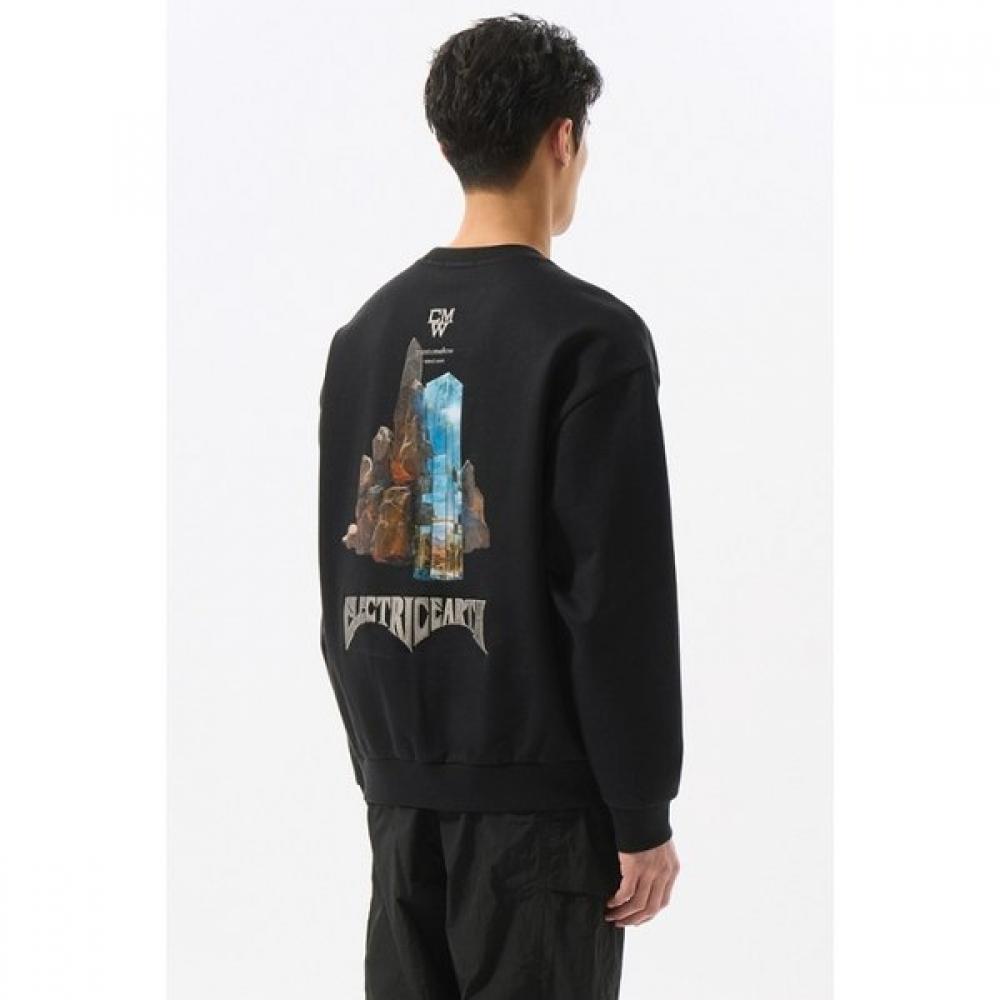 Customellow Black Graphic Sweatshirt Black Cwtas25115bkx