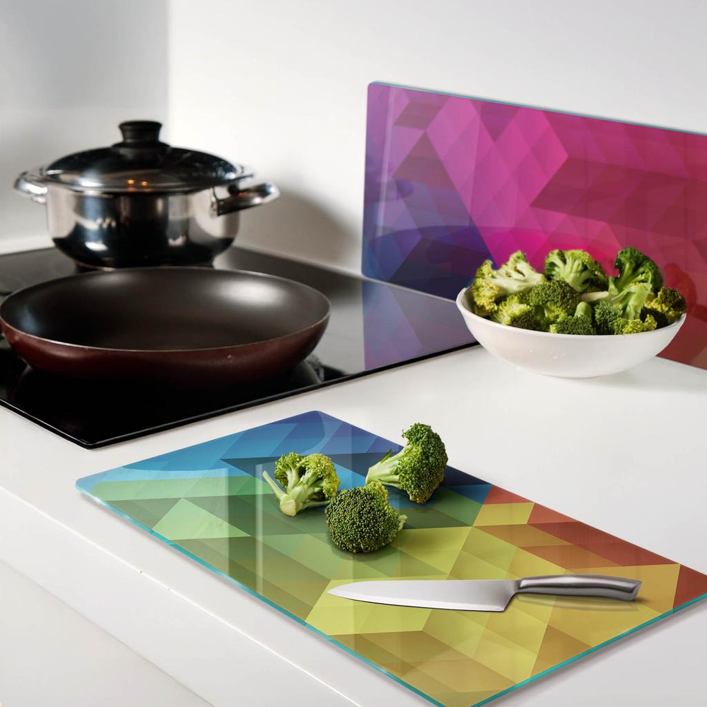 Set of Two Glass Kitchen Boards Geometric Shapes 2x30x52 cm