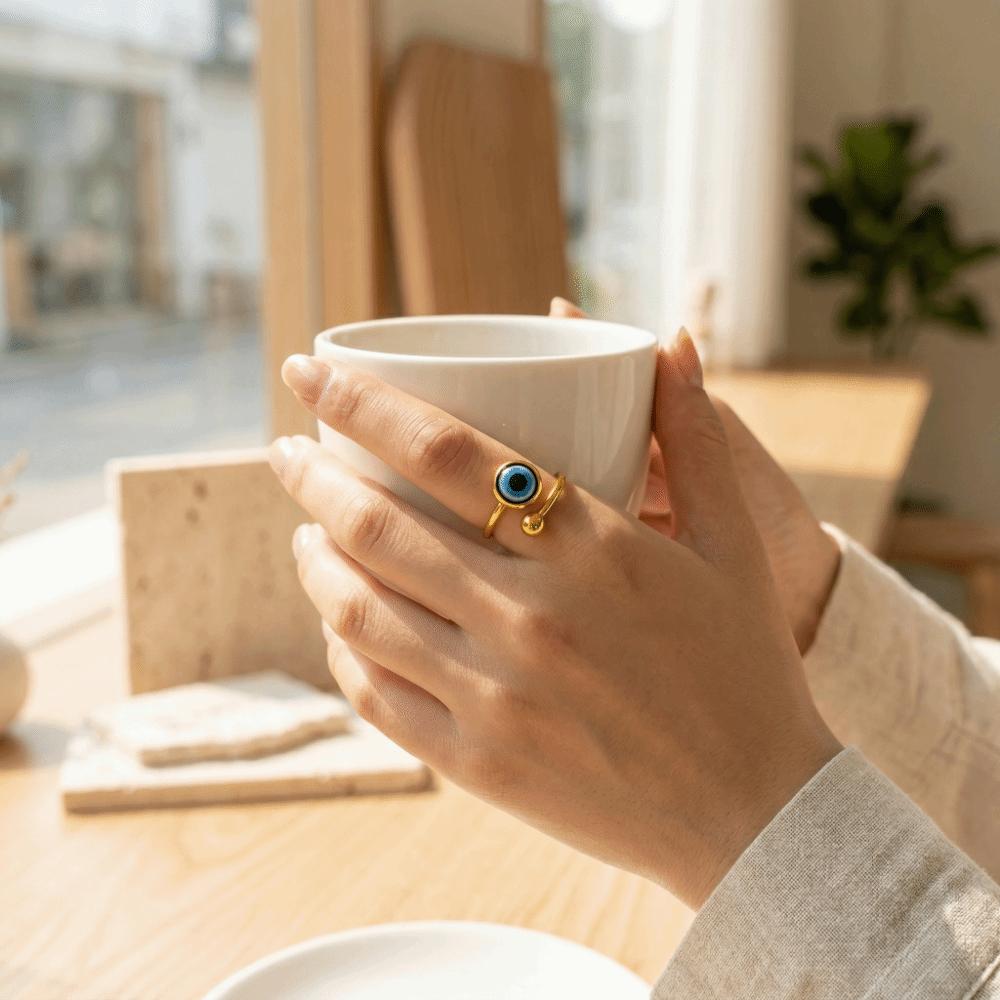 Gothic Adjustable Creative Bangle Zinc Zinc Alloy Blue Eye Ring New Demon Eye Bracelet  Daily Wear