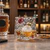 Bicchiere Whiskey Swirl Rotante, Tumbler Rotante Dipinto a Mano con Base Girevole a 360° in Finto Cristallo Goffrato, Bicchiere per Liquori per Bar Domestico