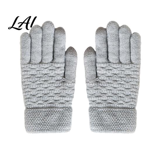 Double Layer Heat Storage Gloves 1 Pair Winter Warm Fleece Lined for Women Men Cold Resistant Weather Thermal Gloves Thickened Knit Touchscreen