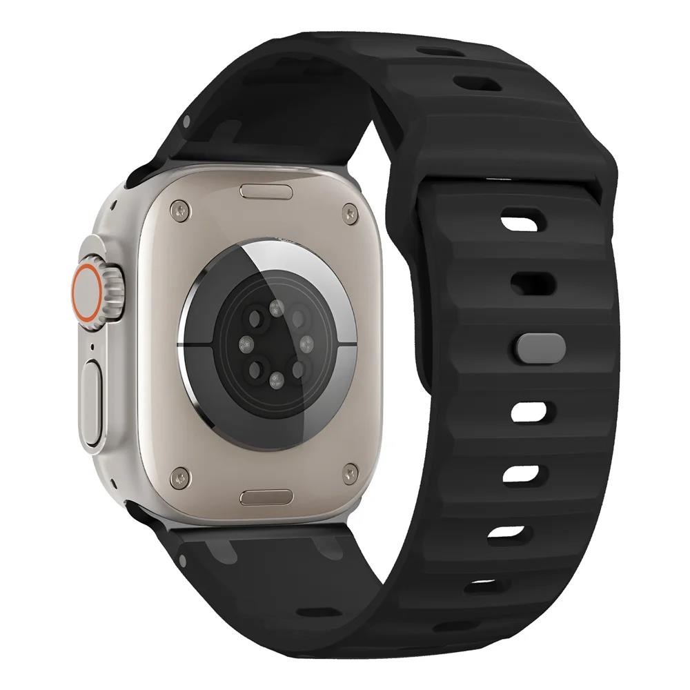Sport Silicone Strap for Apple Watch Bands Ultra 4 3 49mm 44mm 45mm 46mm Metal Correas Bracelet iWatch Series 12 11 9 8 SE 10 7 3