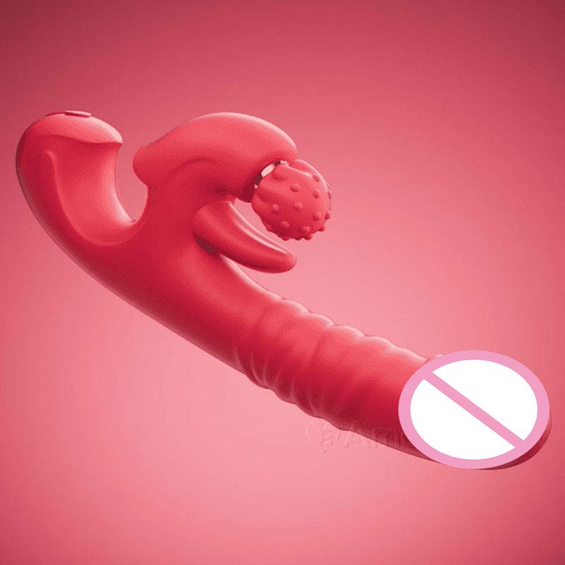 3 in 1 Tongue Thrusting Dildo Vibrator for Women 360 Rotating Clitoris Licking Stimulator Adult Sex Toys Couple Female Massager