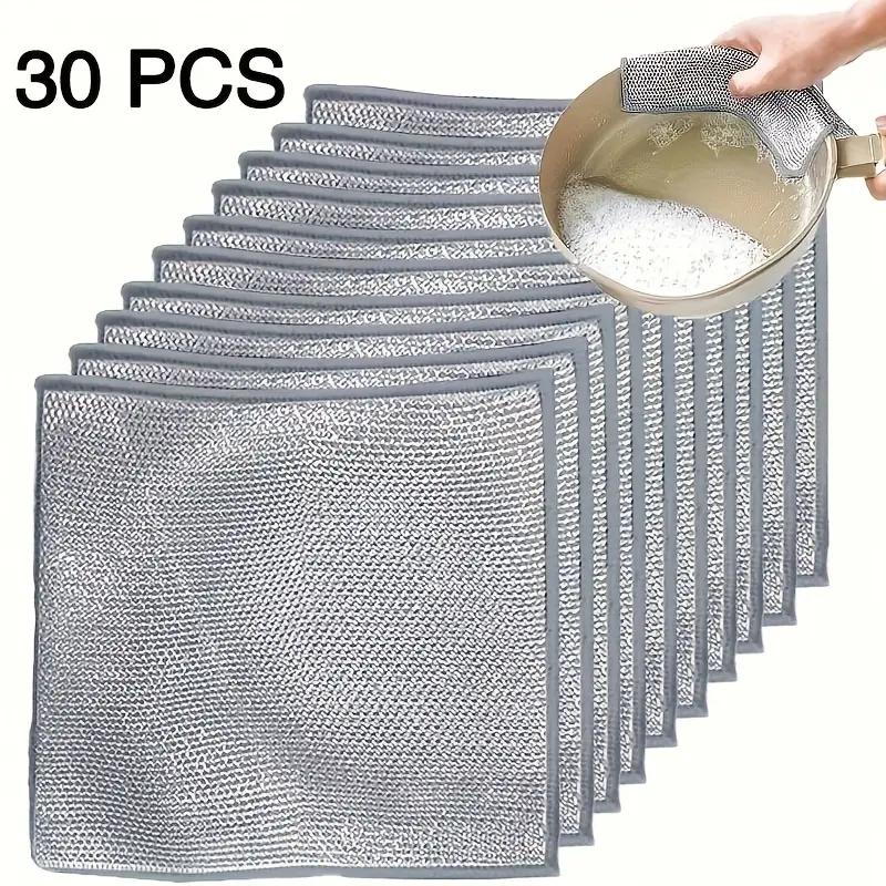 10pcs Microfiber Steel Wire Soap Pad - Double-sided Kitchen Dish Scrubber for Cutlery and Cookware KTY
