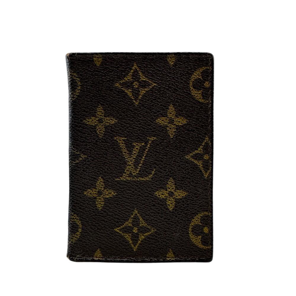 LOUIS VUITTON Vintage Bifold Wallet Monogram leather Pass case Brown leather unisex Used