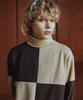 WAIKEI Checkerboard Turtleneck T-Shirt Brown