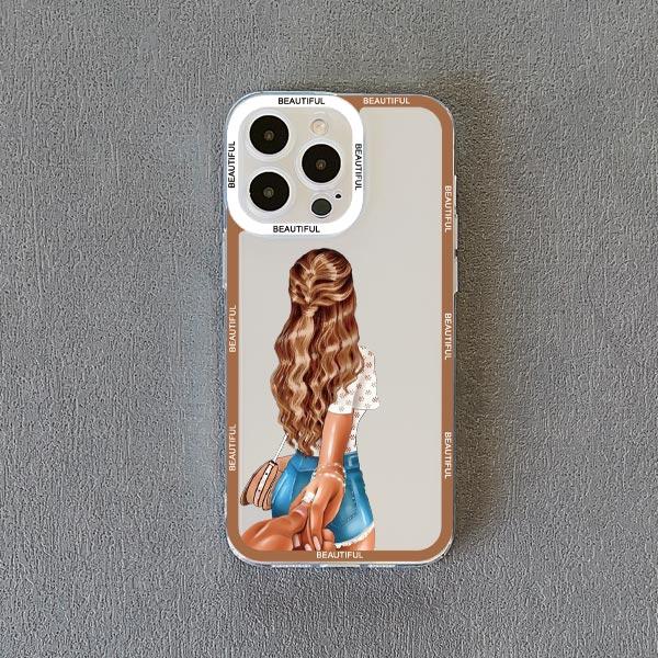 

Clear Fashion Girls Woman Lady Phone Case for iPhone 15 14 13 12 Pro Max 11 XR X XS 13 12 SE 7 8 Plus Cover Transparent Funda iphone 15
