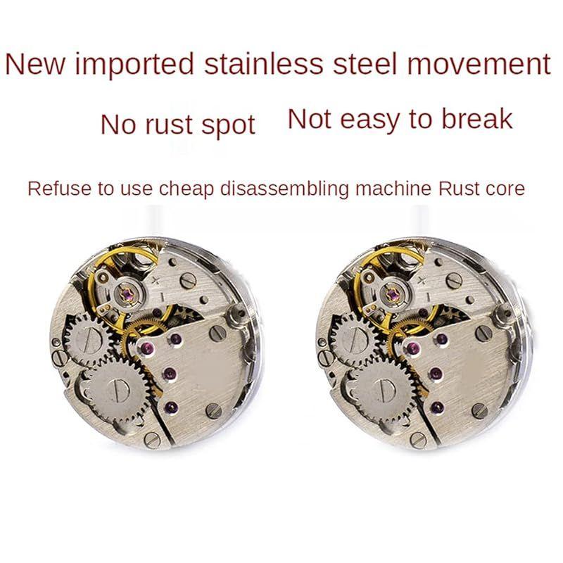 Used [New] Rockyu Cufflinks Men's Stylish Silver Watch Cuffs Mechanical Round Cufflinks Circular Antique Watch Amethyst Zirconia Stainless Steel