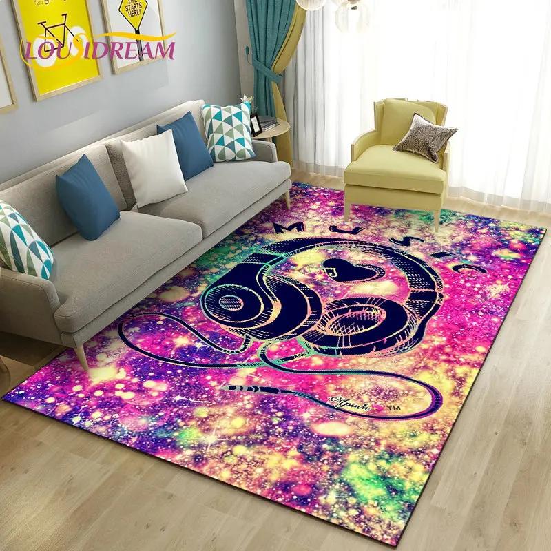 Alfombra grande con notas musicales hermosas en 3D, alfombra para sala de estar, dormitorio, sofá, decoración de cocina, alfombra antideslizante para juegos de niños