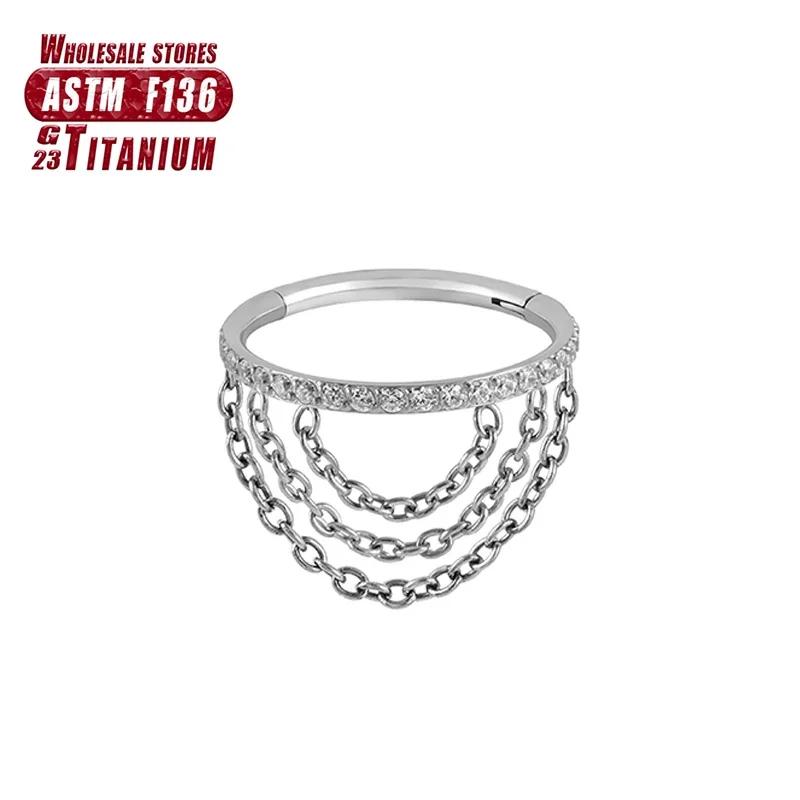F136 Titan Piercing Septum Zirkon Ohr Tragus Knorpel Nasenringe Daith Helix Ring Clicker Schmuck für Damen Mädchen Geschenk