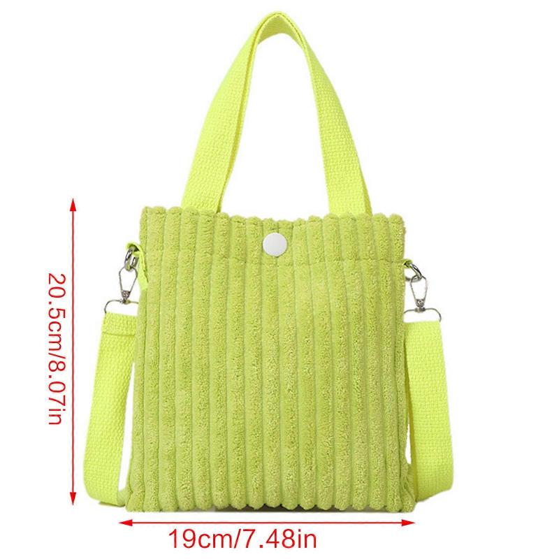 Compact and Chic Mini Tote Bag for Women Corduroy Shoulder Bag Versatile Crossbody Handbag  White
