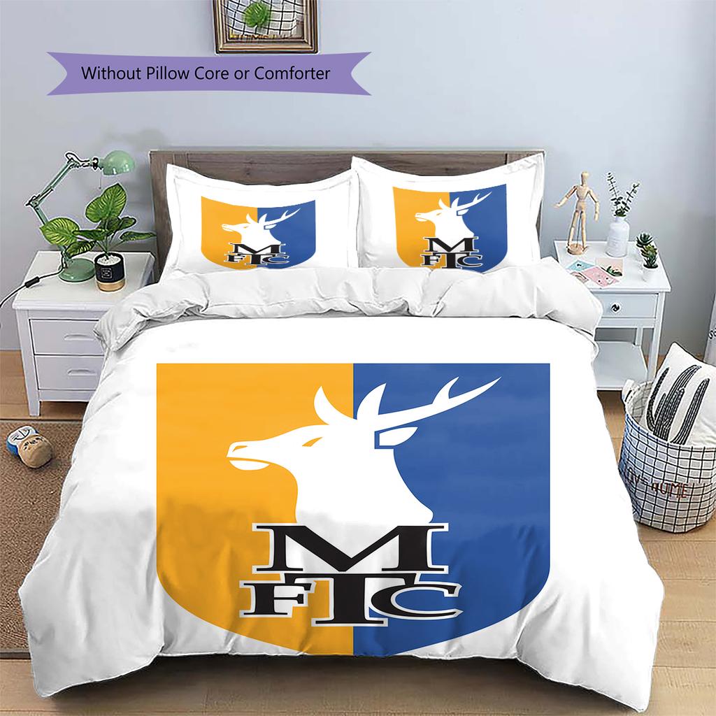 Biancheria da letto con motivo Mansfield Town FC Decorazione per la casa Regalo di compleanno (1 * copripiumino + 2 * federa, senza nucleo)