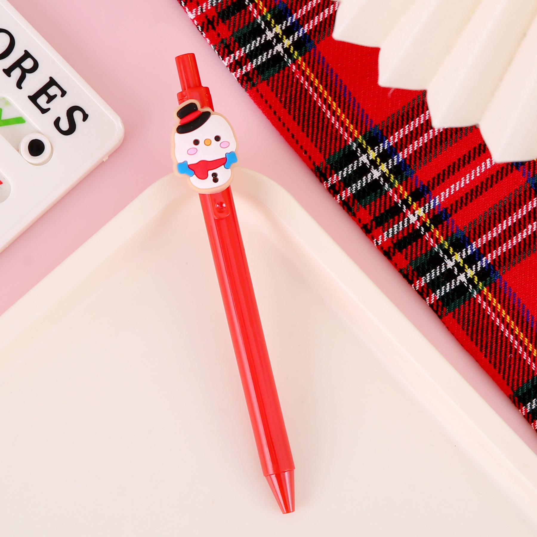 

1 шт. Рождественская гелевая ручка с рисунком милого снеговика, оленя, дедушки, офиса, школы, канцелярские ручки, подарок Ink Color:Black