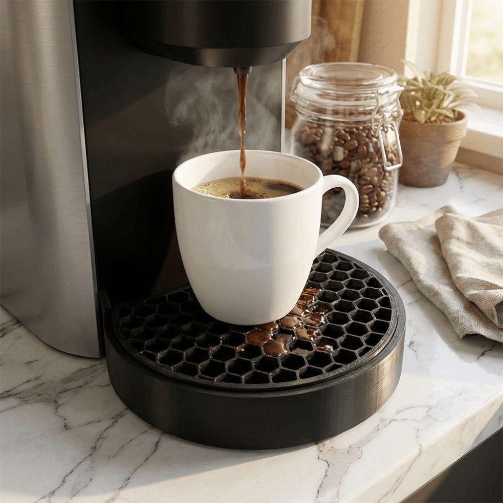 Svart Plast Kaffemaskin Droppbricka Honungskaka Hål Nätbricka Skydd Kaffestation
