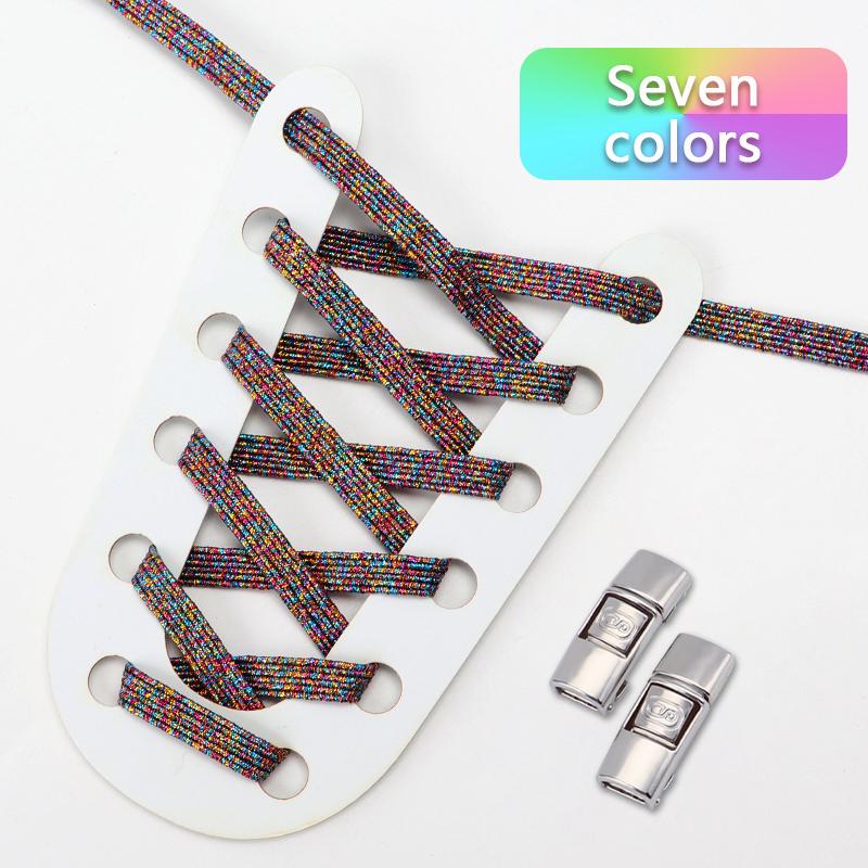 Brand Glitter Shoelaces Without Ties Elastic Laces Sneakers Tennis No Tie Shoe Laces Kids Adult Wide Shoelace Shoe Accessories