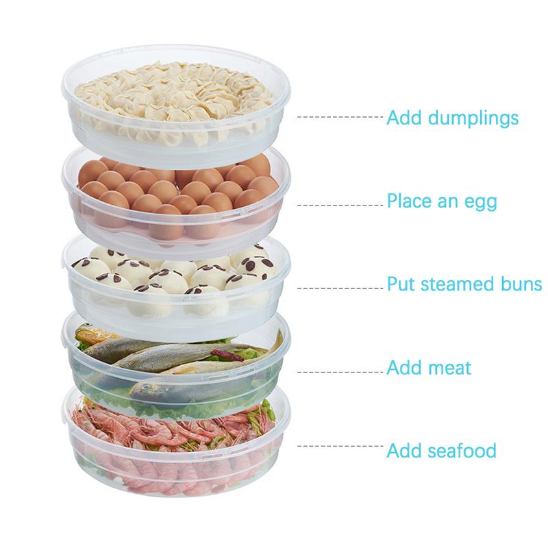 Kitchen Storage Box Refrigerator Organizer Transparent Food Containers Tray For Fruits Vegetables Meat Cake Pizza
