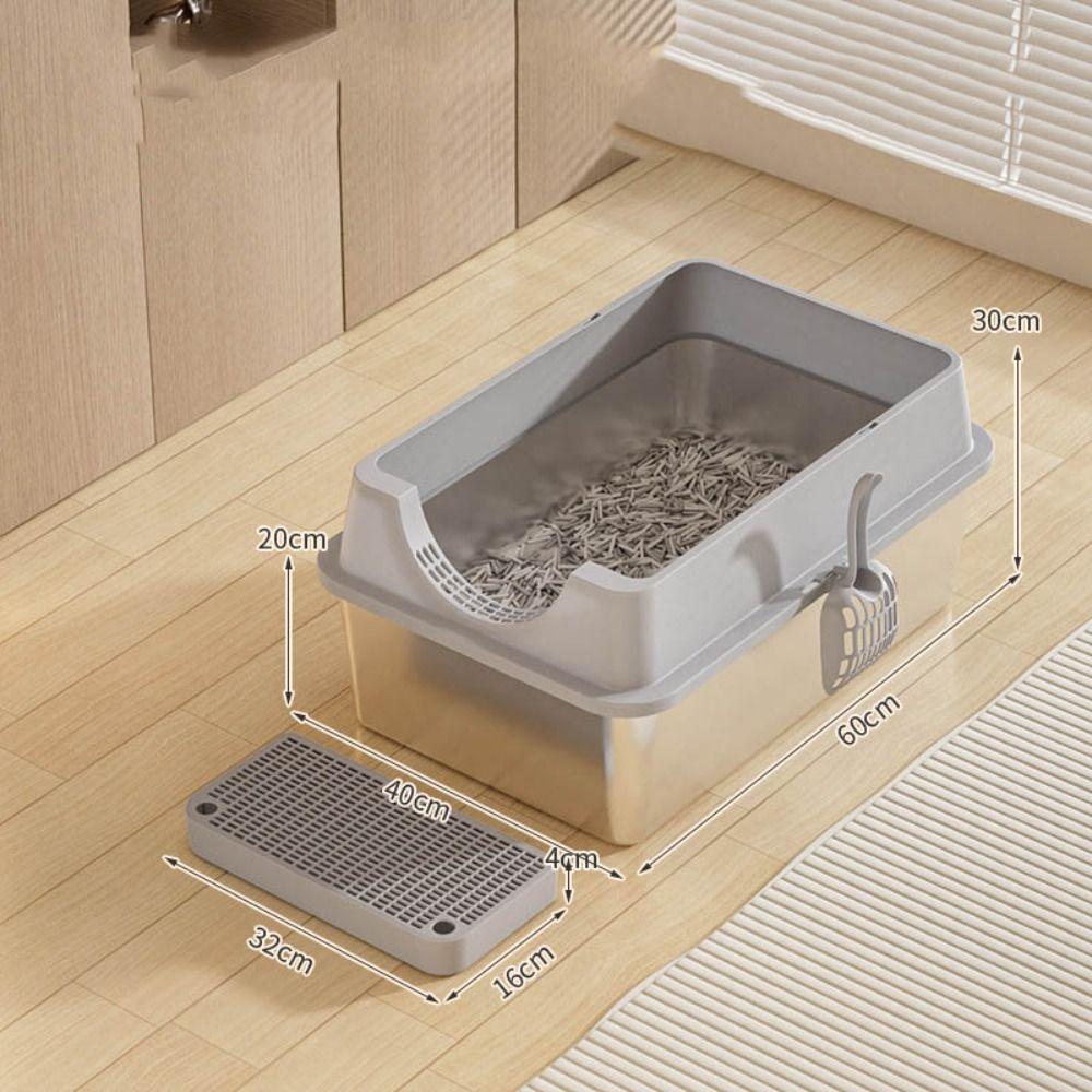 Stainless Steel Cat Bedpans Anti-splash Cover Cat potty New Cat Litter Box  Pet Supplies