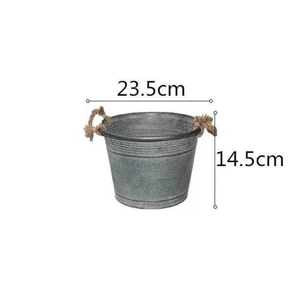 

Retro Vintage Double Handle Iron Bucket Vase Villa Garden Courtyard Grocery Storage Ornament Plant Flower Pot Desktop Decorate