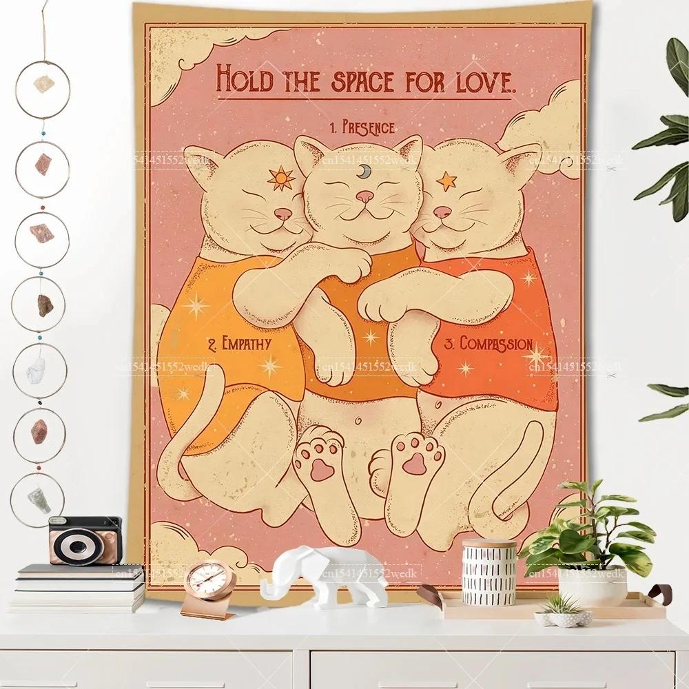 VIKAMA Bohemian Tarot CatThemed Room Decor Tapestry Sun and Moon Tarot Tapestry Home Room Wall Decor