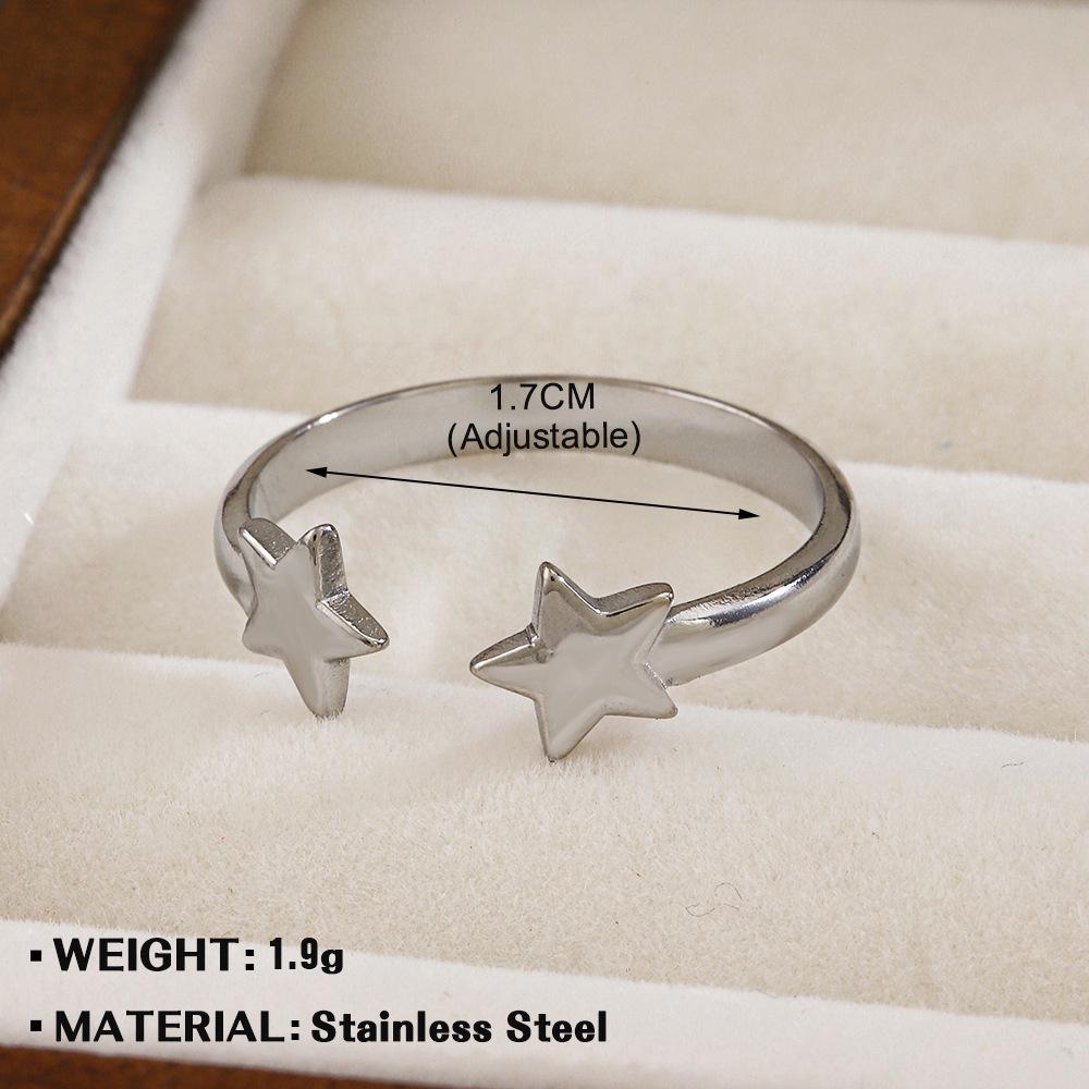 European & American Fashion Stainless Steel Heart-Shaped Geometric Ring - French Retro Style