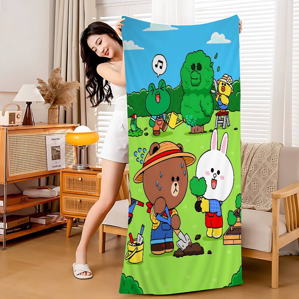 L-LINE ANIMATION FRIENDS Microfiber Printed Beach Towel Mountain Climbing Yoga Beach Swimming Running Absorbent Soft Towel