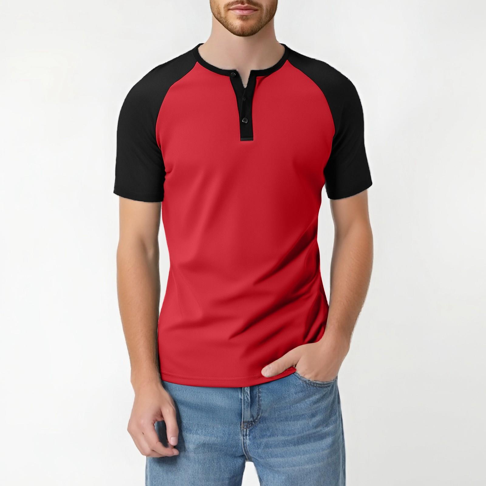 

Summer Men s Matching Short-sleeved Shirt Single Breasted Breathable Sports Casual Top XL винный