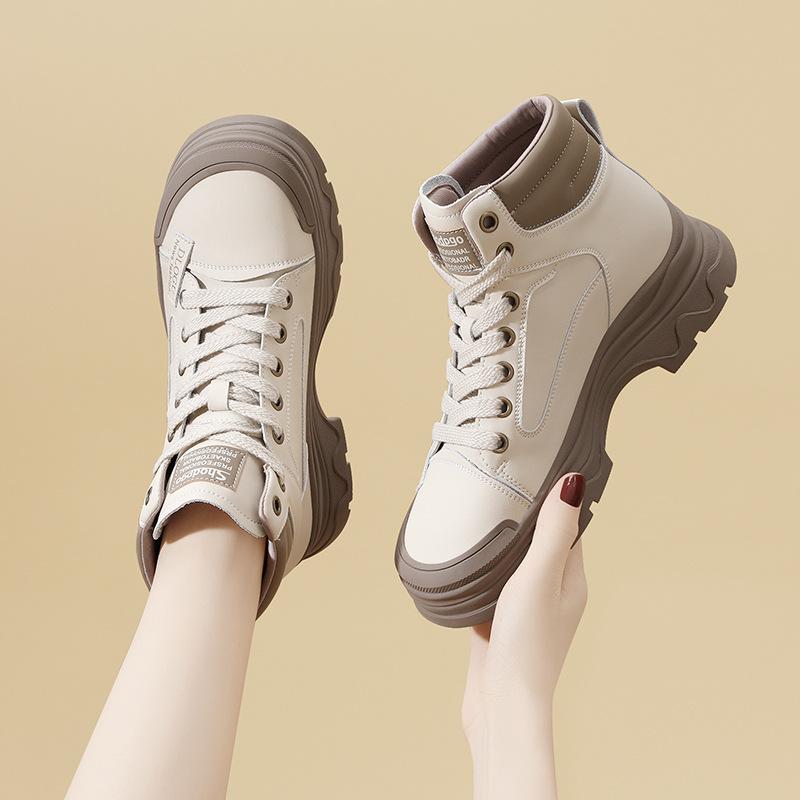 

Soft Leather Martin Boots Short Boots FallSeason and ColdSeason Plus Velvet BrandNew Styleable and Versatile Retro Work Boots High Top Lady 40