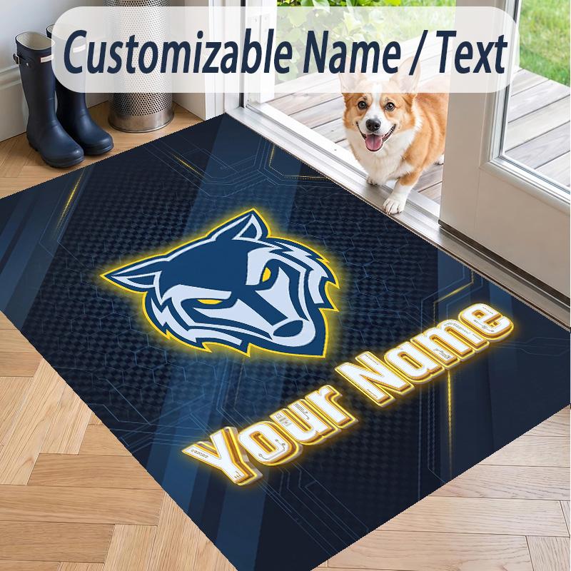 Custom Text Printed Rug Warrington Wolves Non Slip Floor Carpet For Home Room Decor