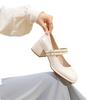 Fashion Patent leather rough single-heeled women's shallow-mouthed women's shoes 2024 summer new style with a word belt Mary Jane shoes