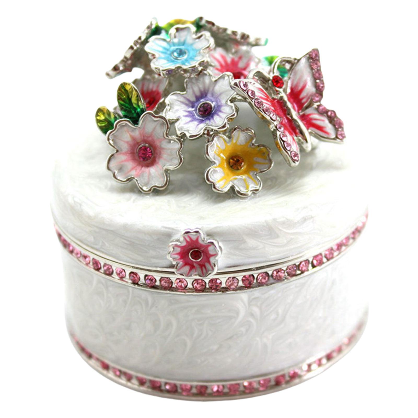 

Butterfly and Flower Jewelry Storage Box Multifunctional Organizer for Earrings Bracelets Necklaces Accessories Holder білий