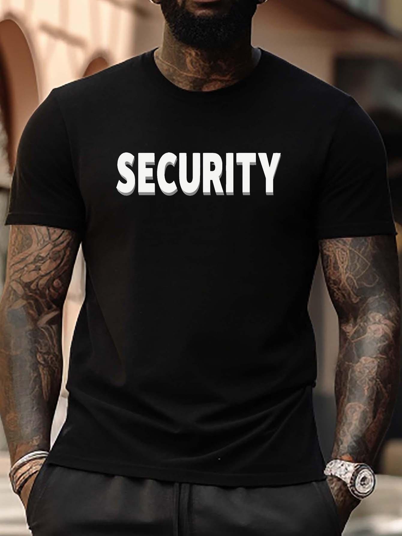 Plus Size Bold SECURITY Graphic T-shirt - Black with White Text XL