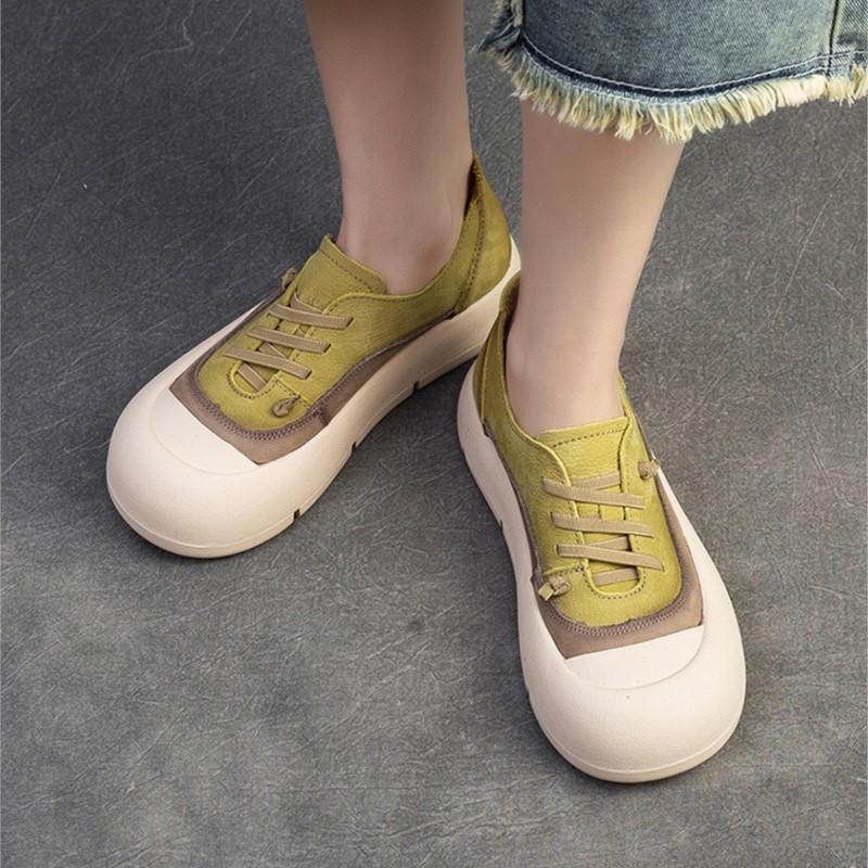 Fashion GKTINOO Women Casual Shoes Fashion Breathable Genuine Leather Shoes Sneakers Lace Up Women Flat Shoes Female Footwear