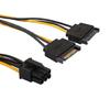 7 Inch 6 Pin PCI to Dual SATA 15 Pin Express Card Power Cable Connector Cord