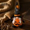 Pumpkin Theme Home Decor Halloween Plush Gnome Decoration, Spooky Orange Black Spider Web Bat Swedish Room Tomte Elf Figurine, Scandinavian