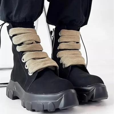Automne Moto Homme Bottines Cheville Street Goth Plateforme Rock Talons Épais Punk Chaussures de Créateur Chevalier Bottines Courtes Femme Hiver