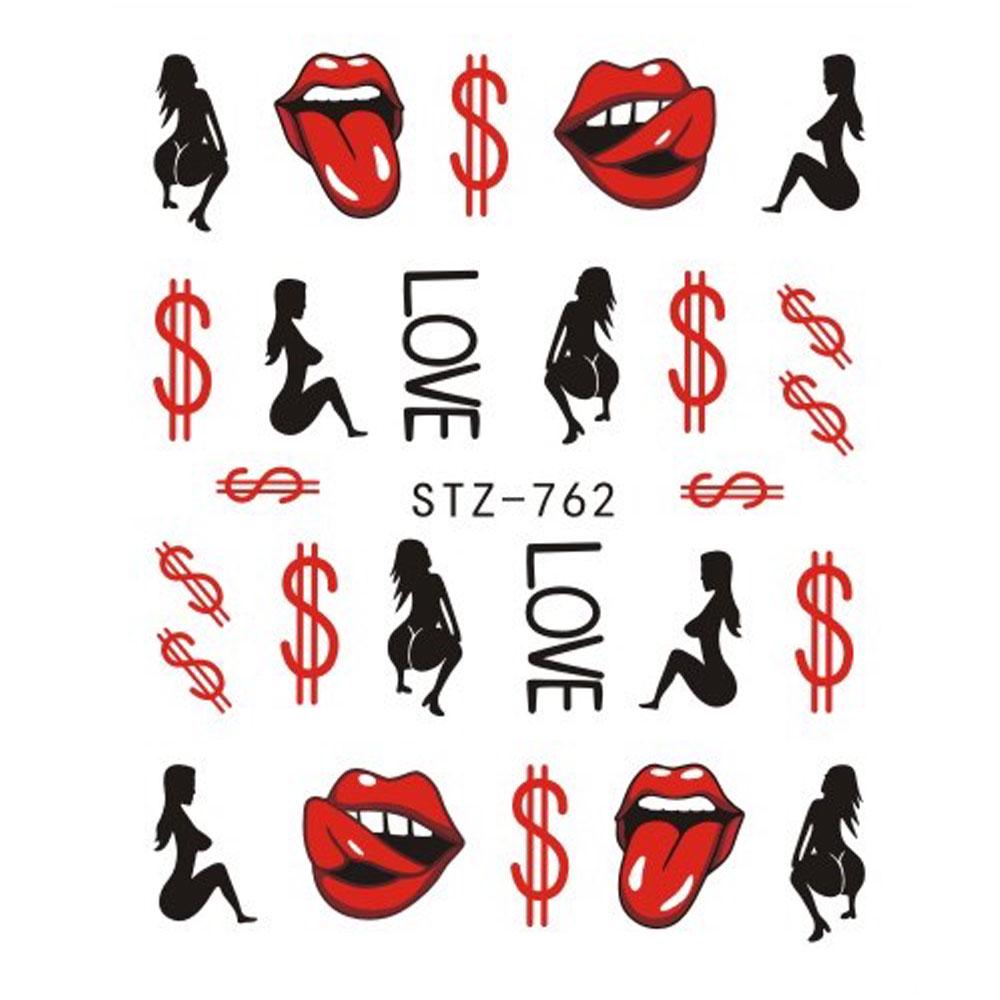 1pcs Nail Stickers Sexy Lips Cool Girl Water Decals Wraps Cartoon Sliders For Nail Decoration