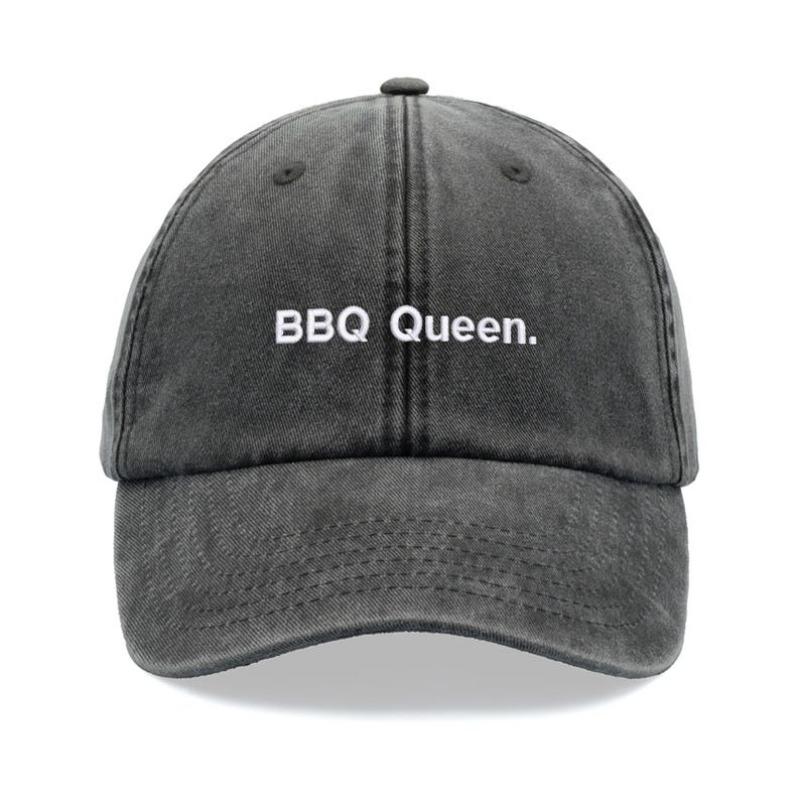 

1 шт. Регулируемая ретро-кепка-бейсболка Королева Барбекю с эффектом потертости для женщин, ветрозащитная, для активного отдыха и повседневной носки, для пляжа Adjustable чёрный