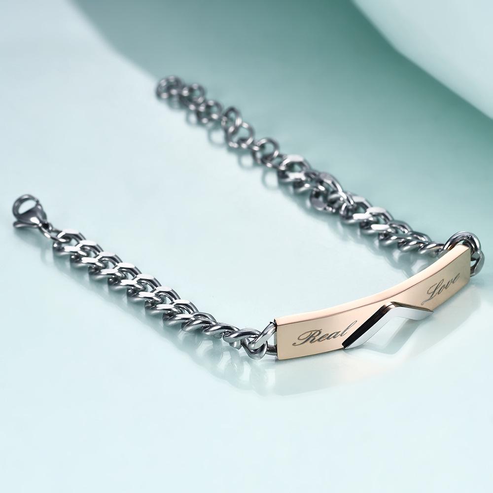 5MM Titanium Steel Valentine's Couple Bracelet - Customizable with Laser Engraving