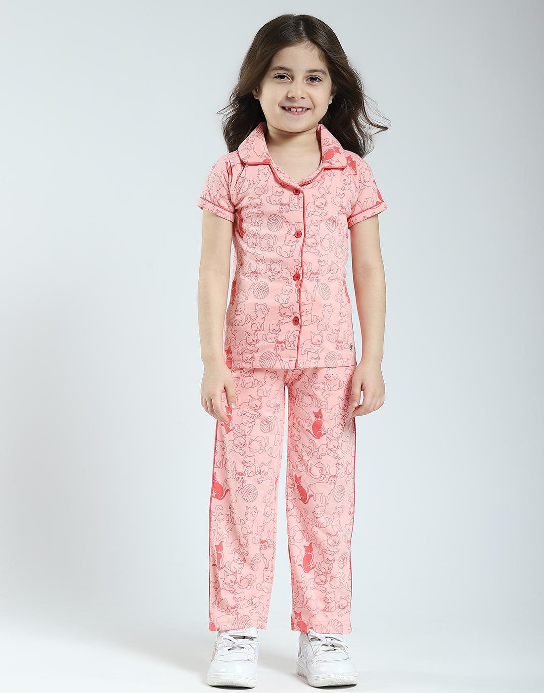 

Monte Carlo Girls Printed Collar Neck Lower Set 4-5 Years персиковий