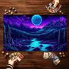 Neon Mountain Forest Moon Landscape Game Play Mat Smooth Thick Rubber Base For Card Tabletop Gaming And Computer Desk Setup