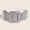 Grit Square Buckle Belt Personalized Fish Scales Belt Elastic Waist Seal Women'S Dress Accessories
