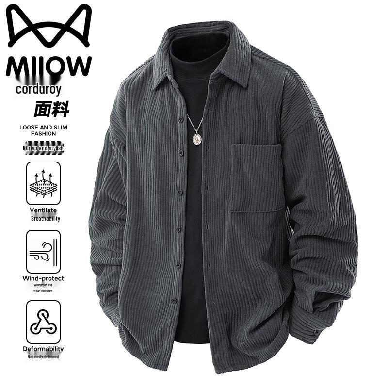 

Mao Ren Men s Corduroy Lapel Casual Jacket 3XL