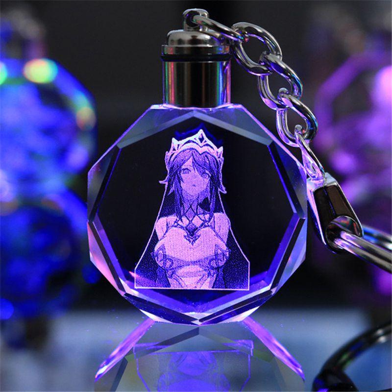 Elegant Genshin Impact Crystal Keychain With Stunning Led Colorful Light For All Occasions