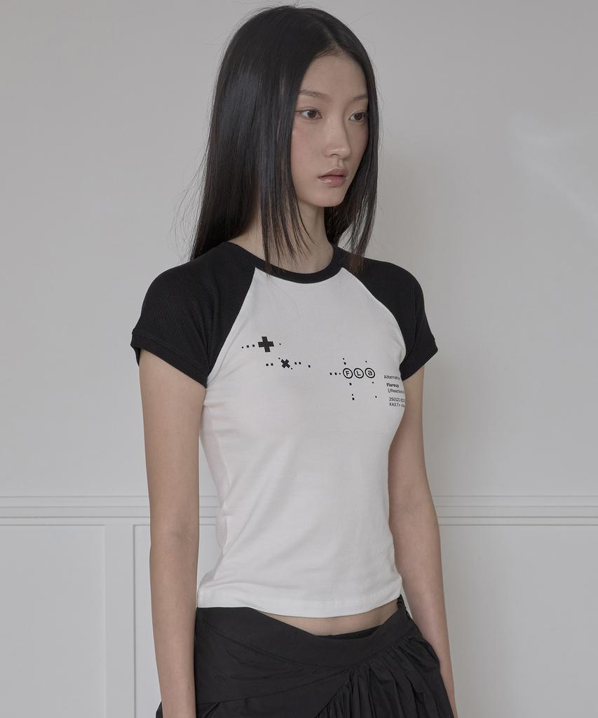 Peulleeoeob Muta Waffle Raglan T-Shirt (Fl-154_Black&White)
