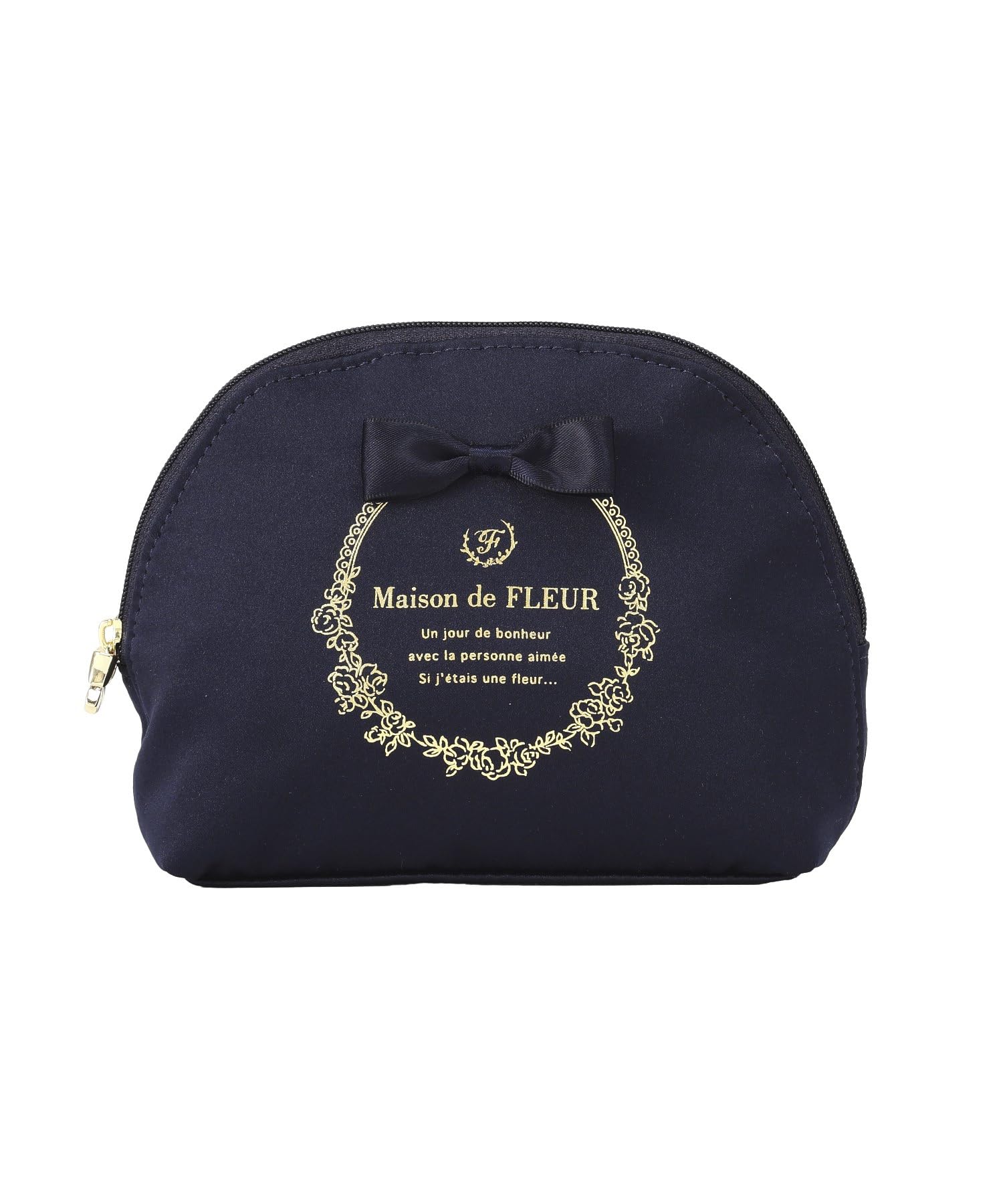 Maison de FLEUR Satin Ribbon Round Size F 08001386200 Pouch, Navy, (Pouch/Drawstring Bag)