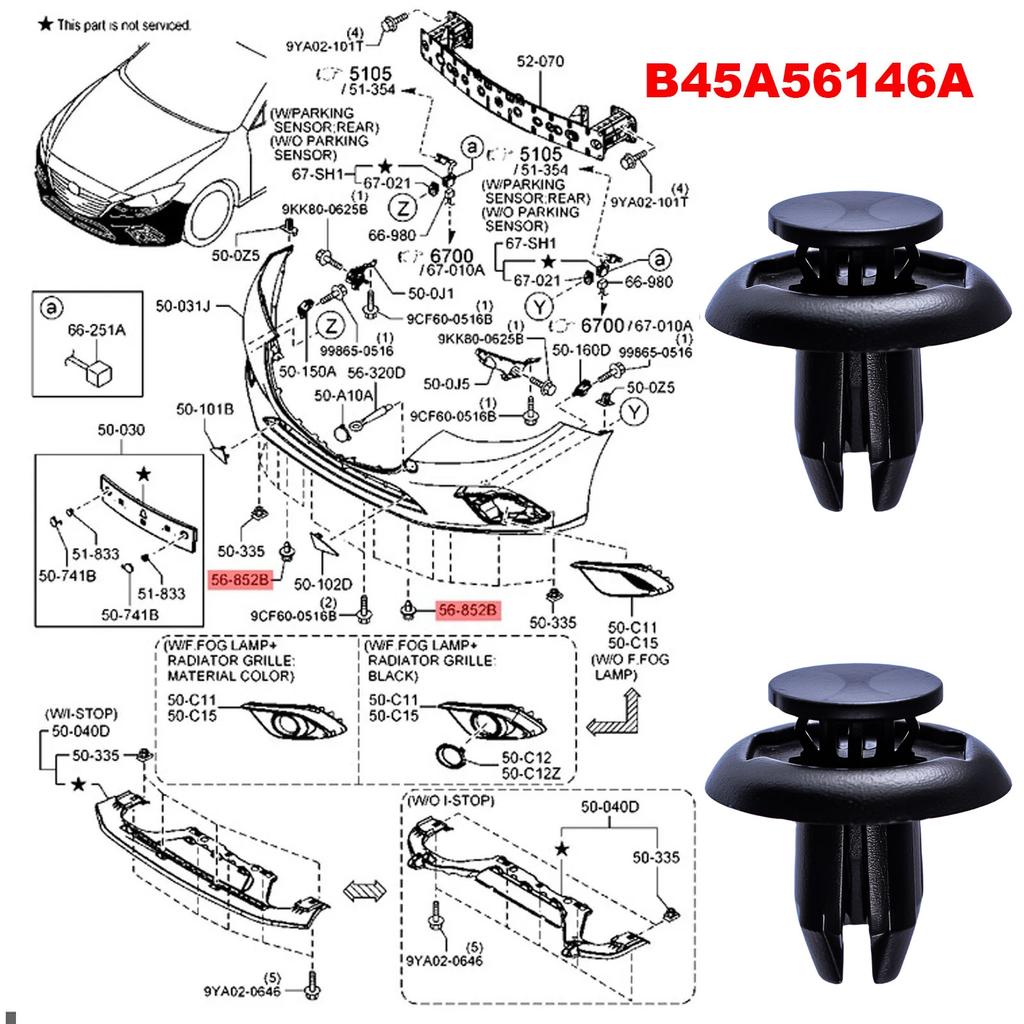 Front Bumper Trim Fastener Clips for Mazda 2 3 CX-3 CX-5 Arch Lining Undertray Clip B45A56146A