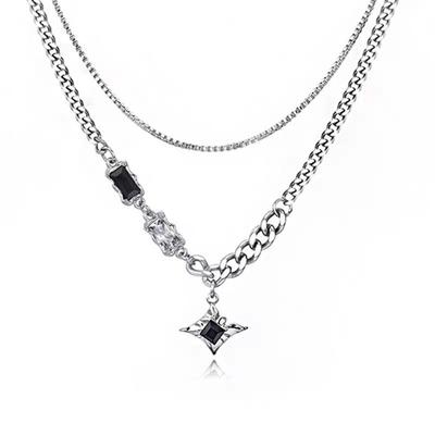 Bold Double Layer Star Design Alloy Necklace Street Style Jewelry For Men And Women Versatile Wearable Accessory